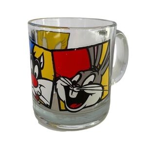Vintage Warner Bros Mug With Decal of Sylvester, Bugs Bunny and Tweety